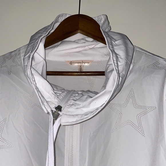 NEW Nanette Lepore Running Stars Drawstring Cowl Neck Raincoat Jacket Women L - Picture 6 of 11